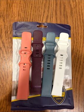 Fitbit Versa 4  Smartwatch Bands - Coral, Plum, Slate Blue, White (4-Pack)